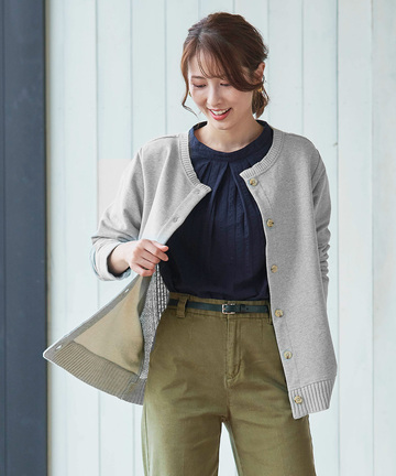 ニット ドッキング カーディガン【手洗いOK】